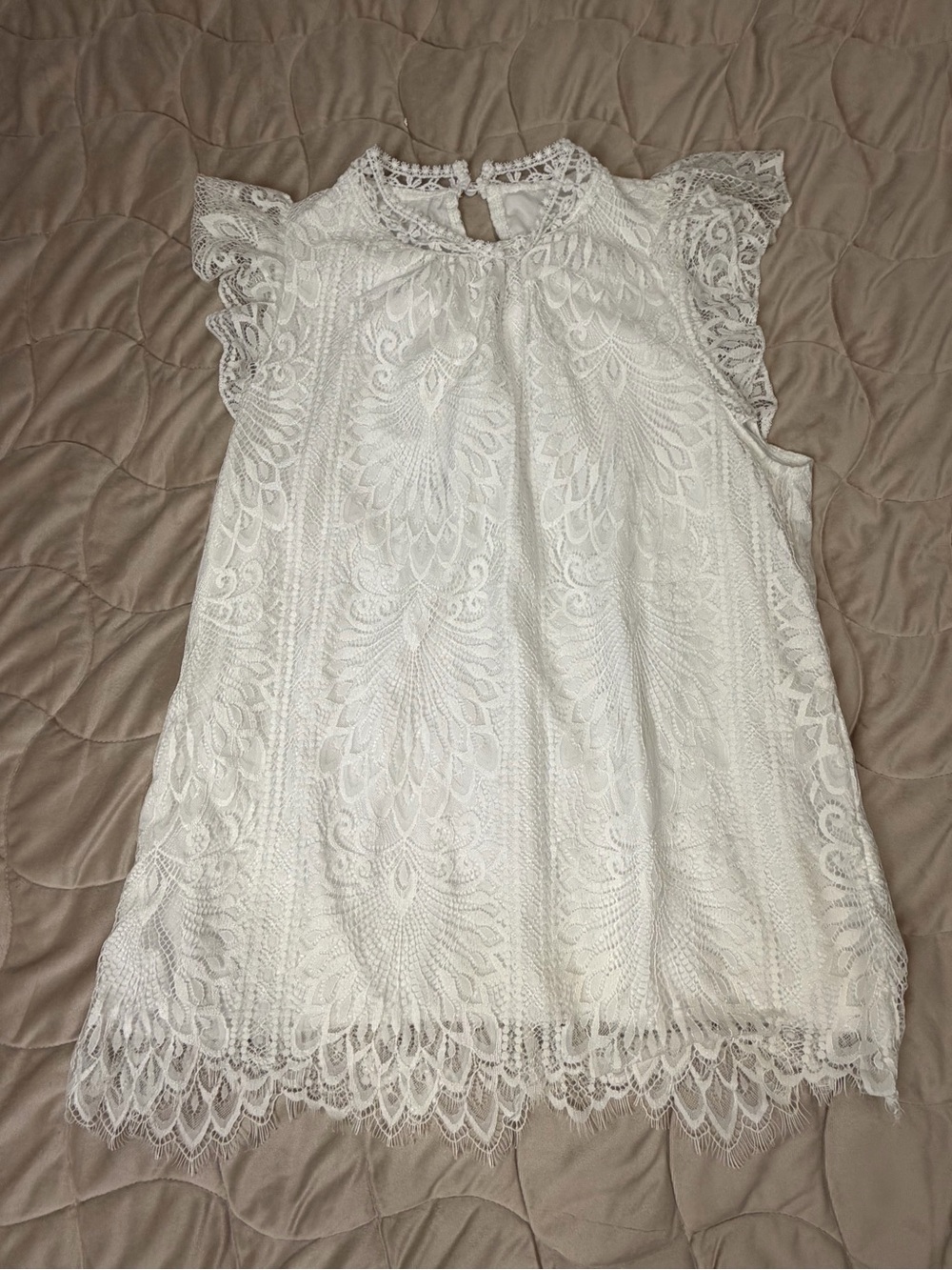 SHEIN White Lace Flutter Sleeve Camisole Top